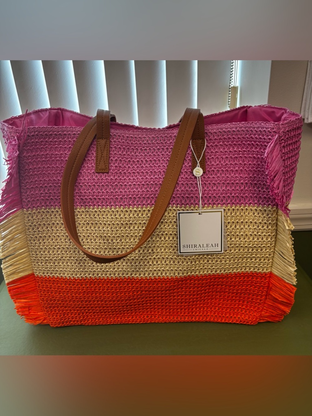 Shiraleah Rocco Striped Straw Tote